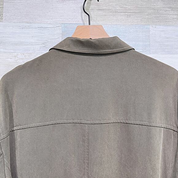 Tommy Bahama 100% Silk Notch Collar Jacket Green Button Down Twill Mens Medium - Picture 4 of 6